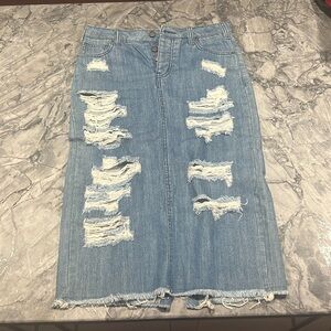 Denim / Jean Midi Pencil Skirt Size Small